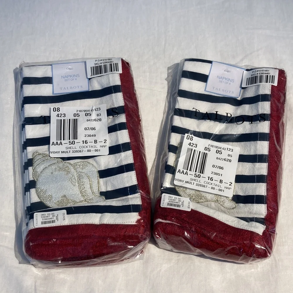 NWT Talbots (8)napkins shells nautical themed